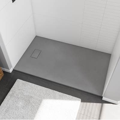 Stonea 6032 Solid Surface Universal Shower Base in Grey with End Drain by Maax