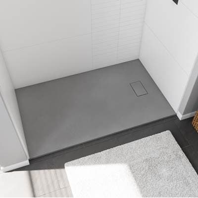 Stonea 6036 Solid Surface Universal Shower Base in Grey with End Drain by Maax