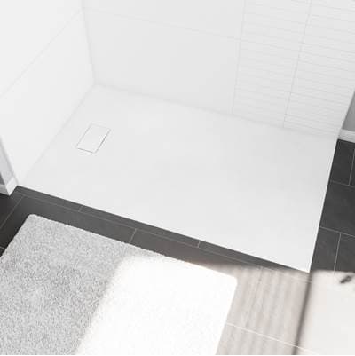 Stonea 6036 Solid Surface Universal Shower Base in White with End Drain by Maax