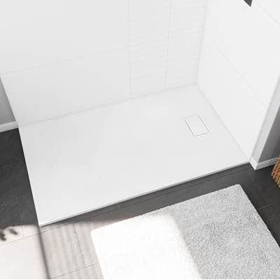 Stonea 6032 Solid Surface Universal Shower Base in White with End Drain by Maax