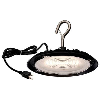 60 Watt; Hi-Pro Shop Light with Plug; 8'' Dia.; 3000K; Black Finish; 120 Volt by Nuvo