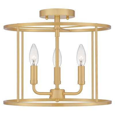 Semi flush 3 light aged brass by Quoizel