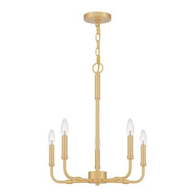 Quoizel chandelier 5 light aged brass