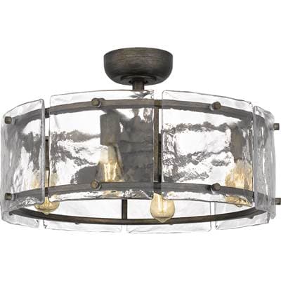 Quoizel fan light 4 lights mottled silver