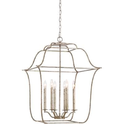 Foyer 6Lt Century Silver Leaf by Quoizel