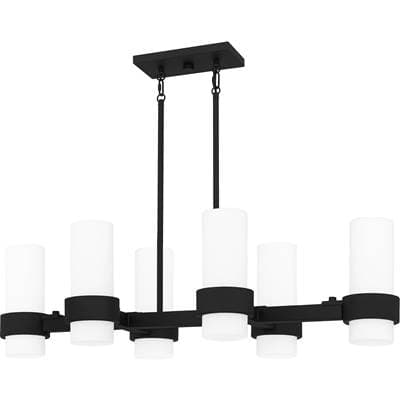 Linear Chandelier 6 Lights Matte Black by Quoizel