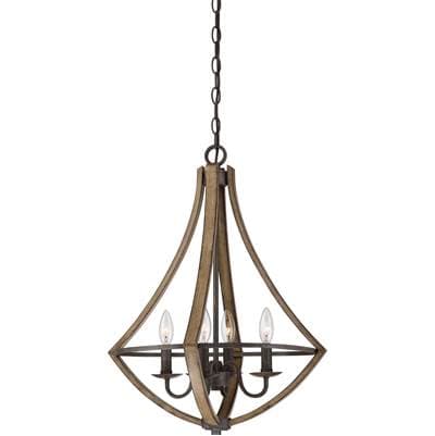 4 Lgt Pendant Rustic Black by Quoizel