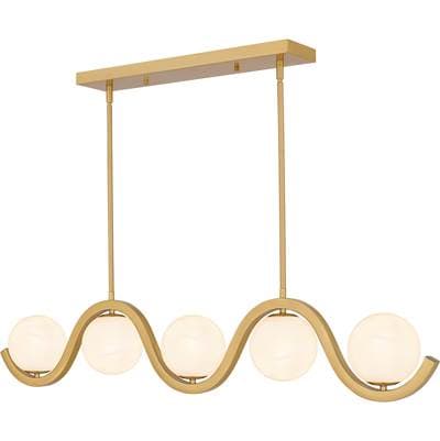 Linear Chandelier 5 Lights Aged Brass by Quoizel