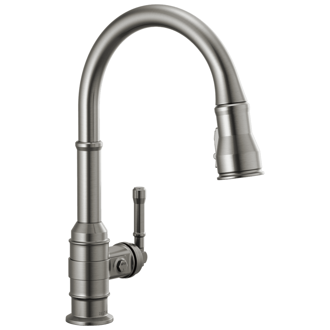 BroderickE Single Handle Pull-Down Kitchen Faucet - Black Stainless by Delta Faucet