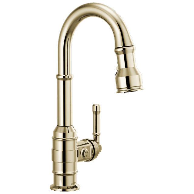 Broderick: Single Handle Pull-Down Bar / Prep Faucet - Polished Nickel