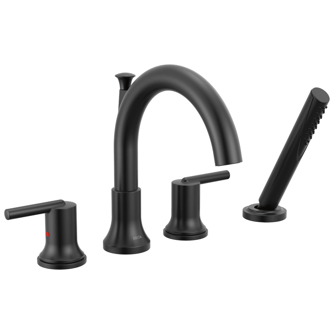 Delta Faucet Trinsic Roman Tub Trim with Hand Shower - Matte Black by Delta Faucet