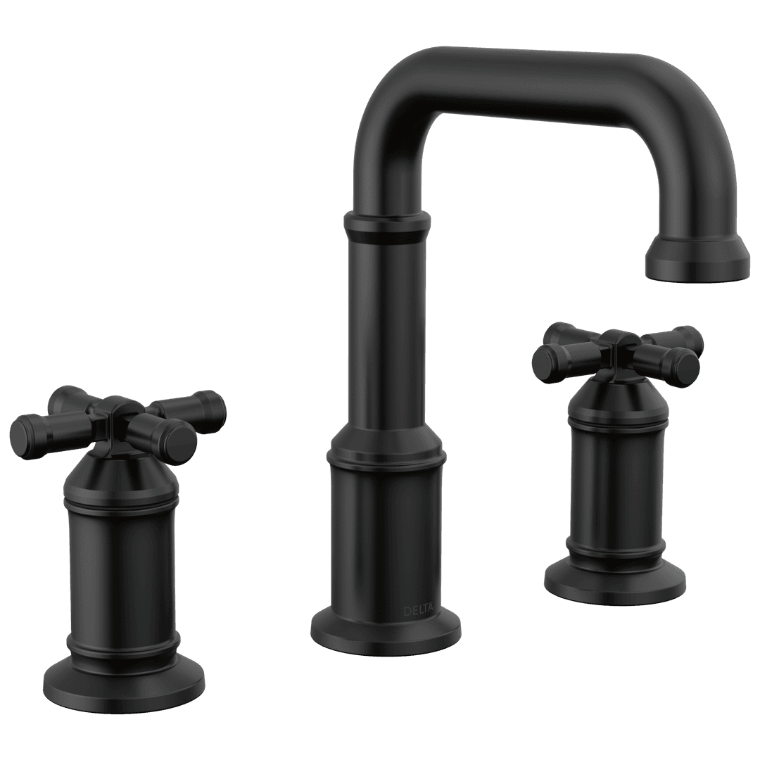 BroderickE Two Handle Widespread Bathroom Faucet - Matte Black by Delta Faucet
