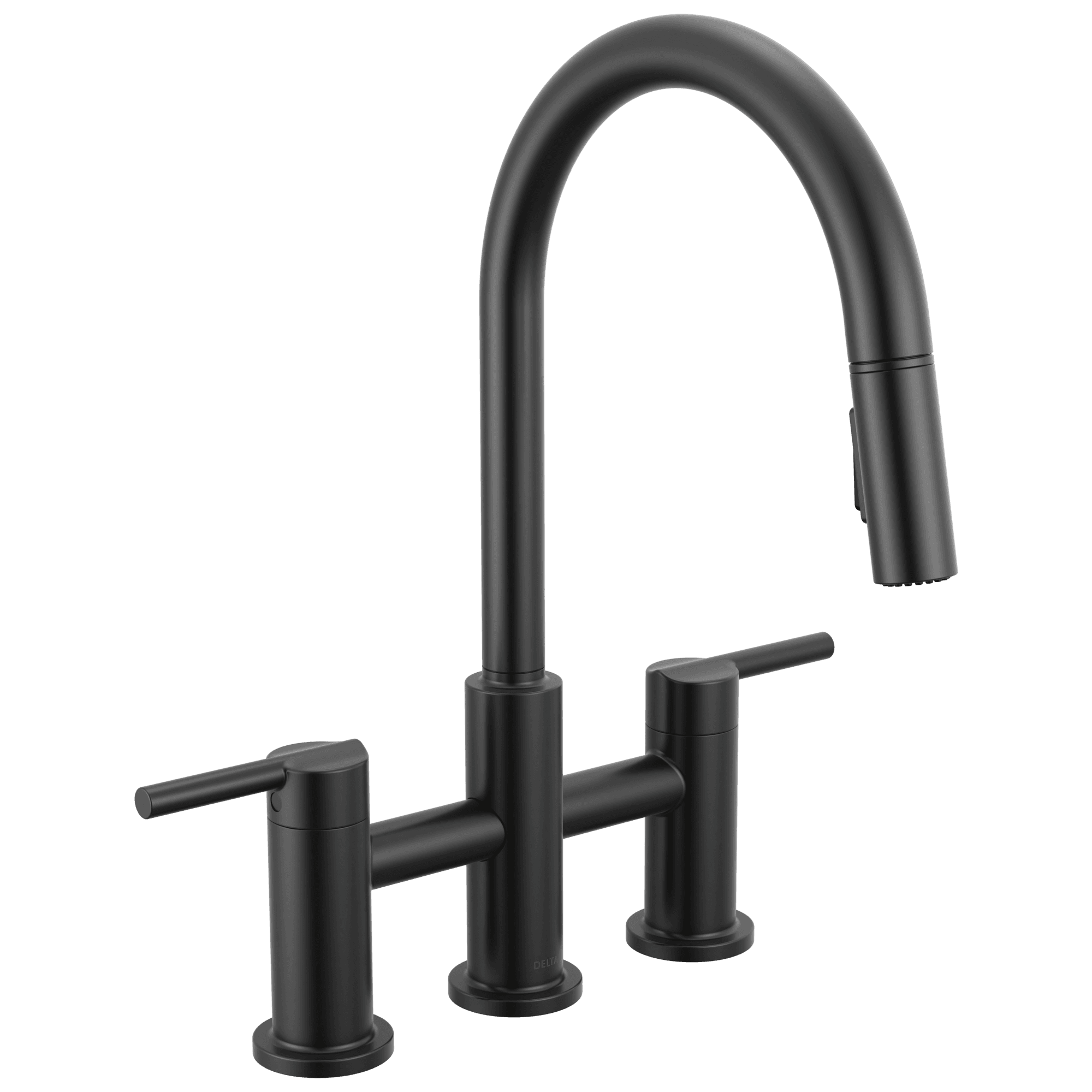 Delta Faucet NicoliE Two Handle Pull-Down Bridge Kitchen Faucet - Matte Black by Delta Faucet
