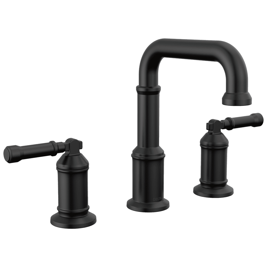BroderickE Two Handle Widespread Bathroom Faucet - Matte Black by Delta Faucet