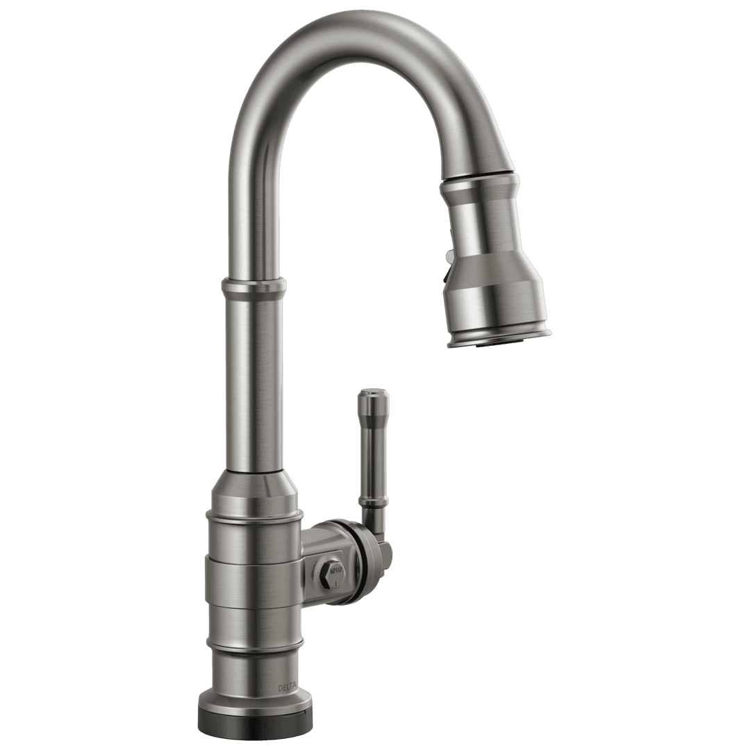 BroderickE Single Handle Pull-Down Bar/Prep Faucet with Touch2O Technology - Black Stainless by Delta Faucet