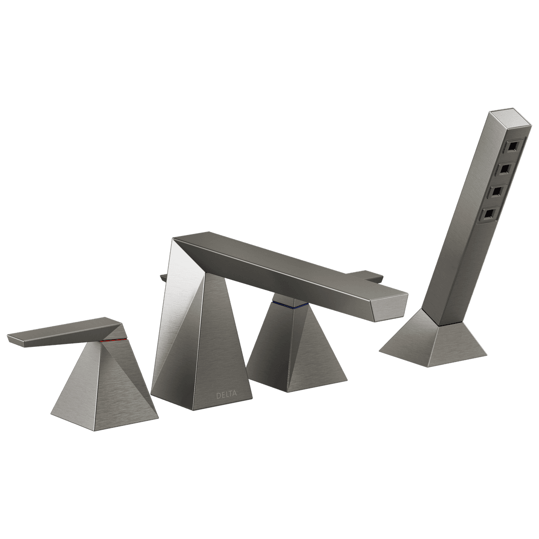 Delta Faucet TrillianE Two-Handle Roman Tub Trim with Hand Shower - Lumicoat Black Stainless by Delta Faucet