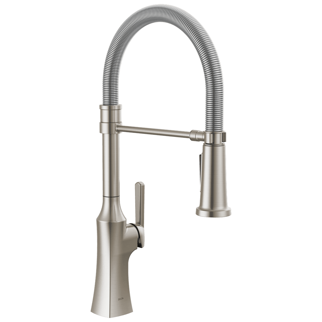 ErmeloE Pro Single Handle Pull-Down Kitchen Faucet With Spring Spout by Delta Faucet