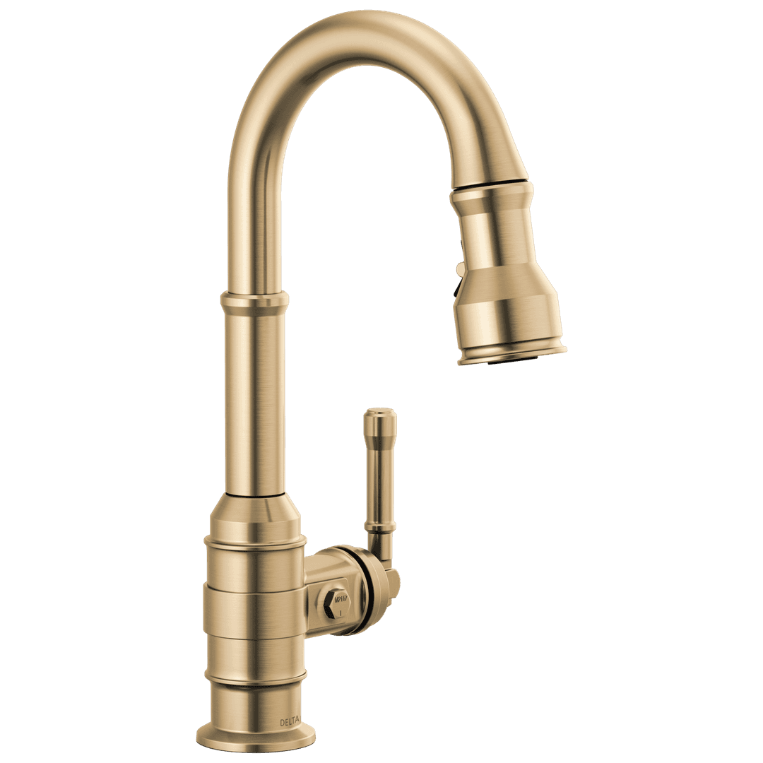 BroderickE Single Handle Pull-Down Bar/Prep Faucet - Champagne Bronze by Delta Faucet