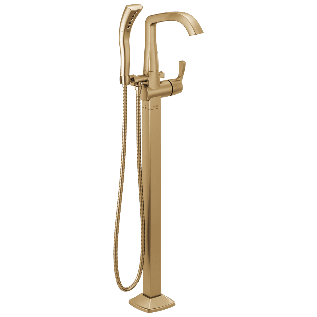 Delta Faucet Stryke Floor Mount Tub Filler Trim - Lumicoat Champagne - Bronze by Delta Faucet