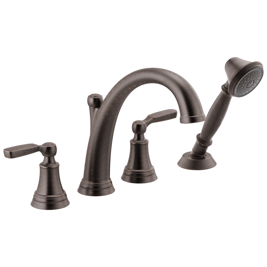 Delta Faucet WoodhurstE Roman Tub with Handshower Trim - Venetian Bronze by Delta Faucet