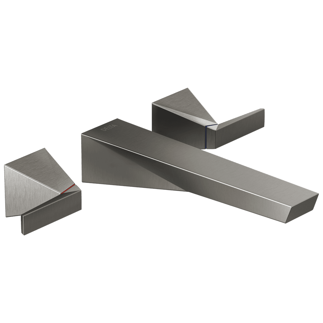 Delta Faucet TrillianE Two Handle Wall Mount Bathroom Faucet Trim - Lumicoat Black Stainless by Delta Faucet