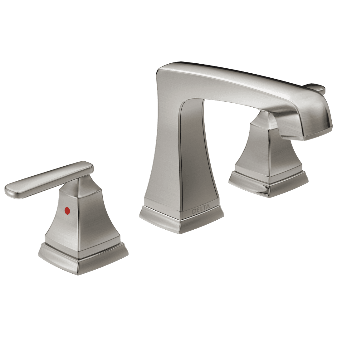 Ashlyn Two Handle Widespread Bathroom Faucet with EZ Anchor - Stainless by Delta Faucet