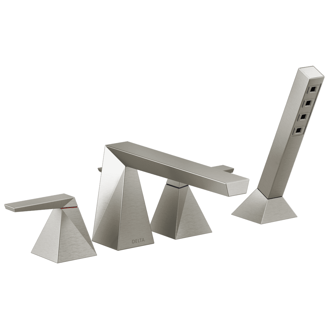 Delta Faucet TrillianE Two-Handle Roman Tub Trim with Hand Shower - Lumicoat Stainless by Delta Faucet