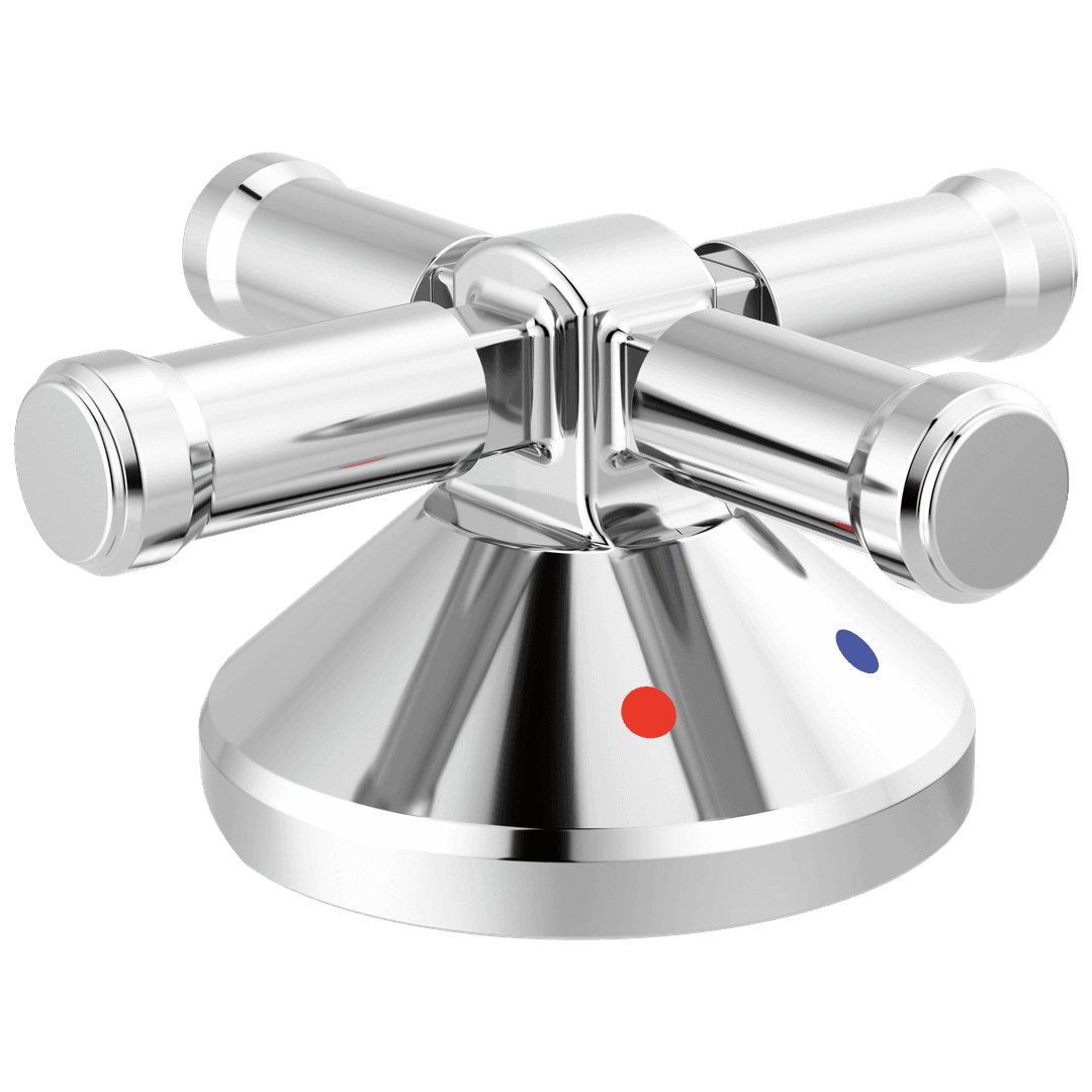 BroderickE 3-Hole Roman Tub w/Hand Shower - Handle Kit-Cross - Lumicoat Chrome by Delta Faucet