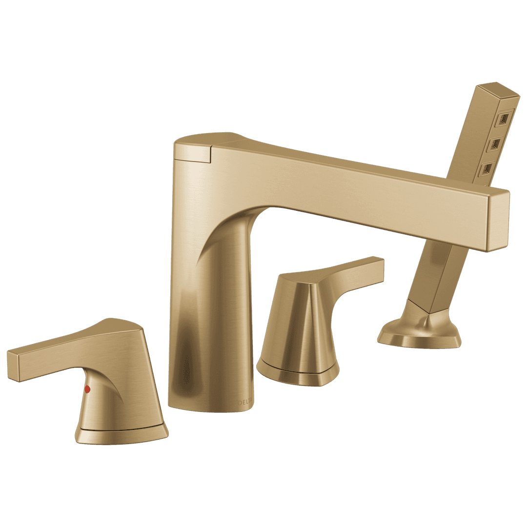 Delta Faucet Zura 4-hole Roman Tub with Handshower Trim - Champagne Bronze by Delta Faucet