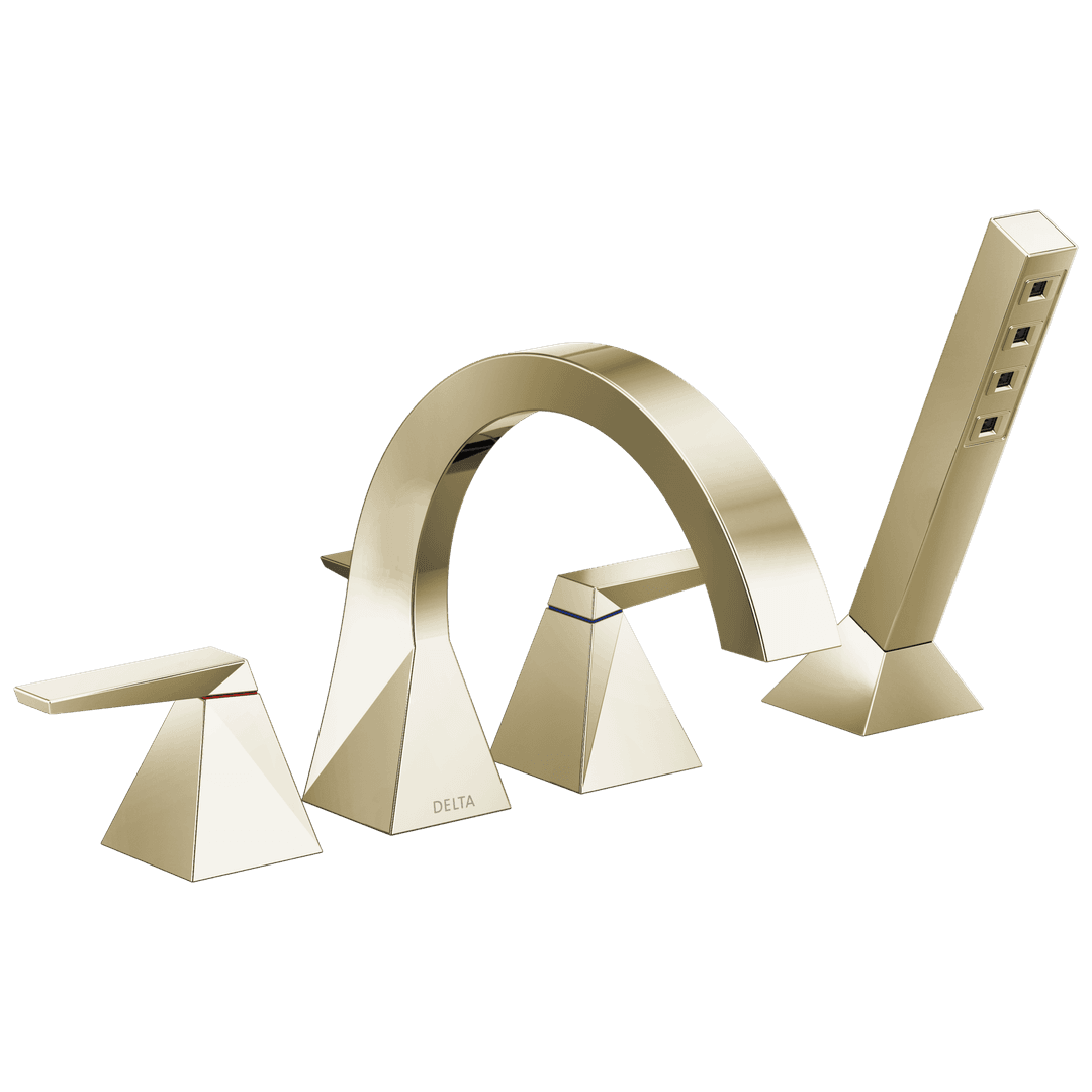 Delta Faucet TrillianE Two-Handle Roman Tub Trim with Hand Shower - Lumicoat Polished Nickel by Delta Faucet
