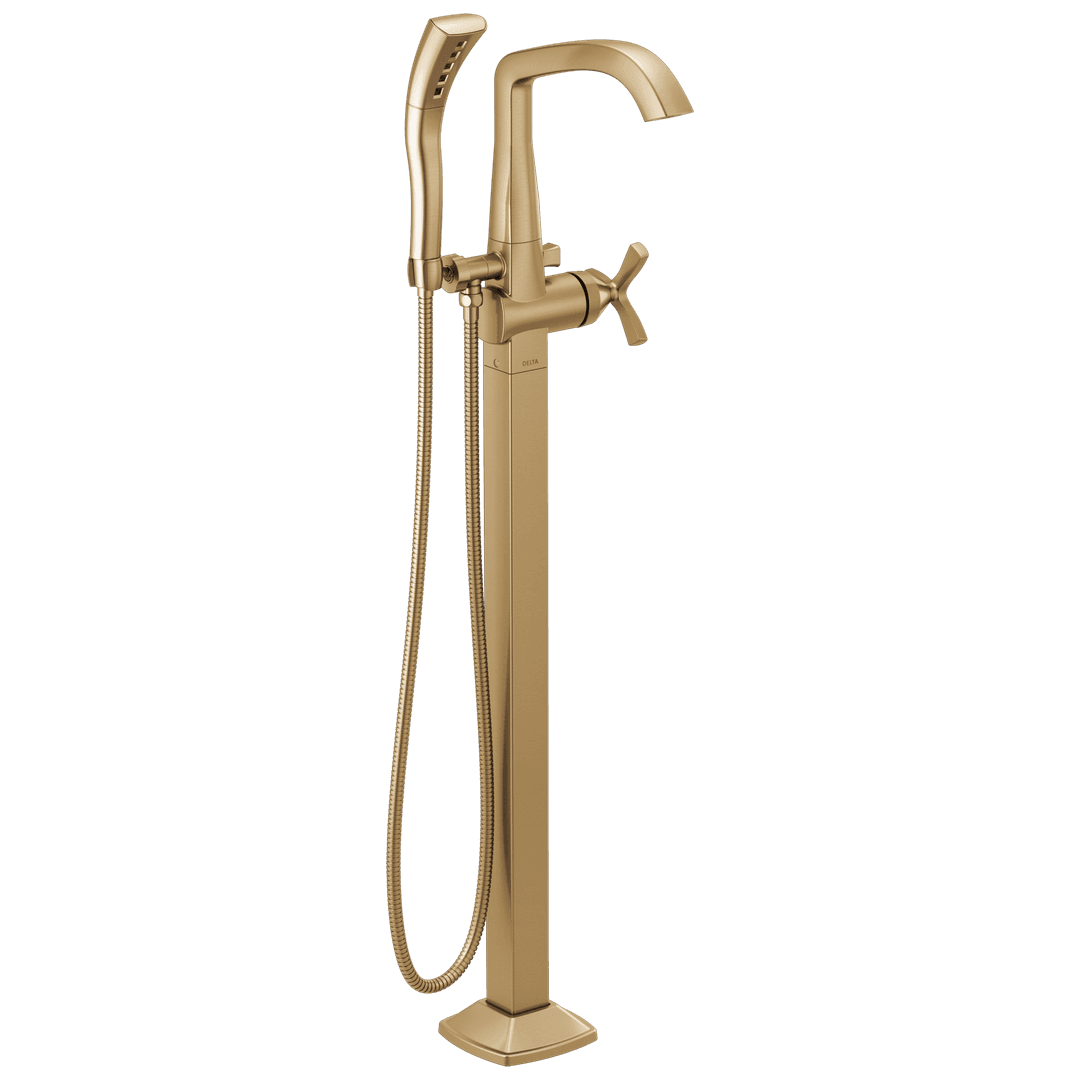 Delta Faucet Stryke Floor Mount Tub Filler Trim - Lumicoat Champagne - Bronze by Delta Faucet