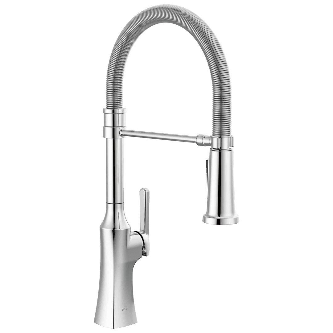 ErmeloE Pro Single Handle Pull-Down Kitchen Faucet With Spring Spout by Delta Faucet