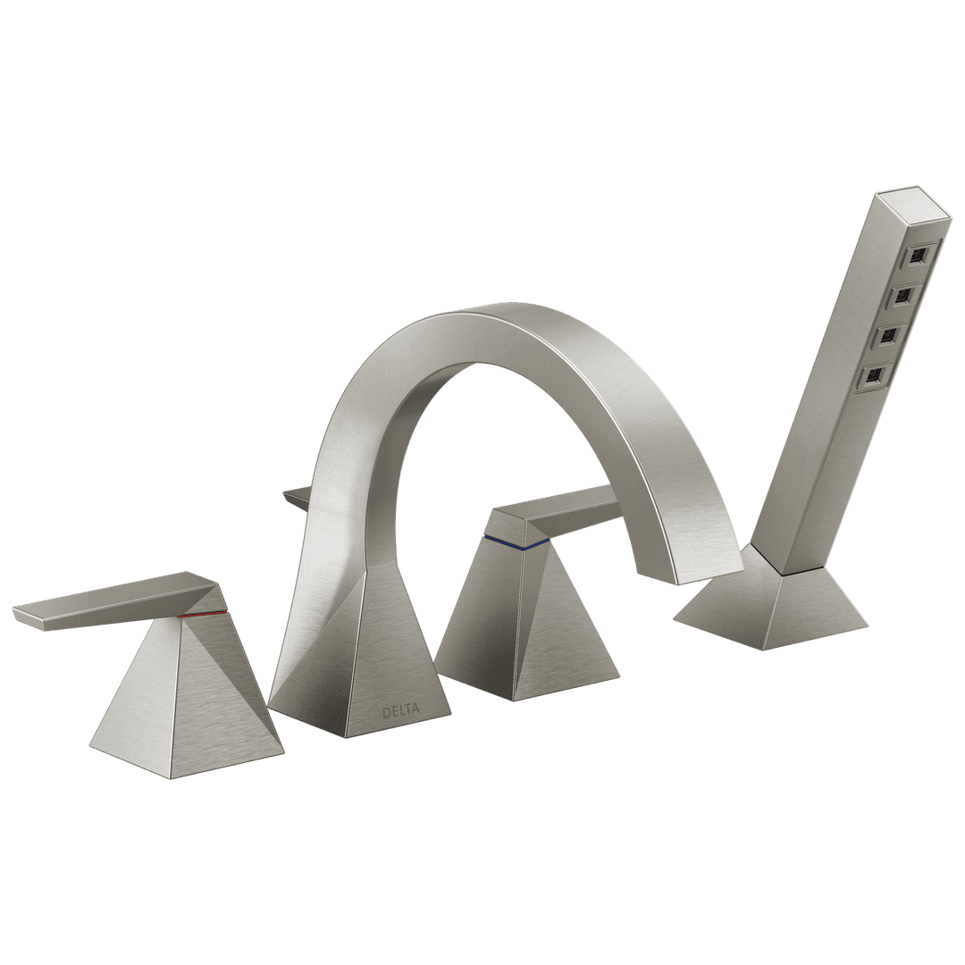 Delta Faucet TrillianE Two-Handle Roman Tub Trim with Hand Shower - Lumicoat Stainless by Delta Faucet