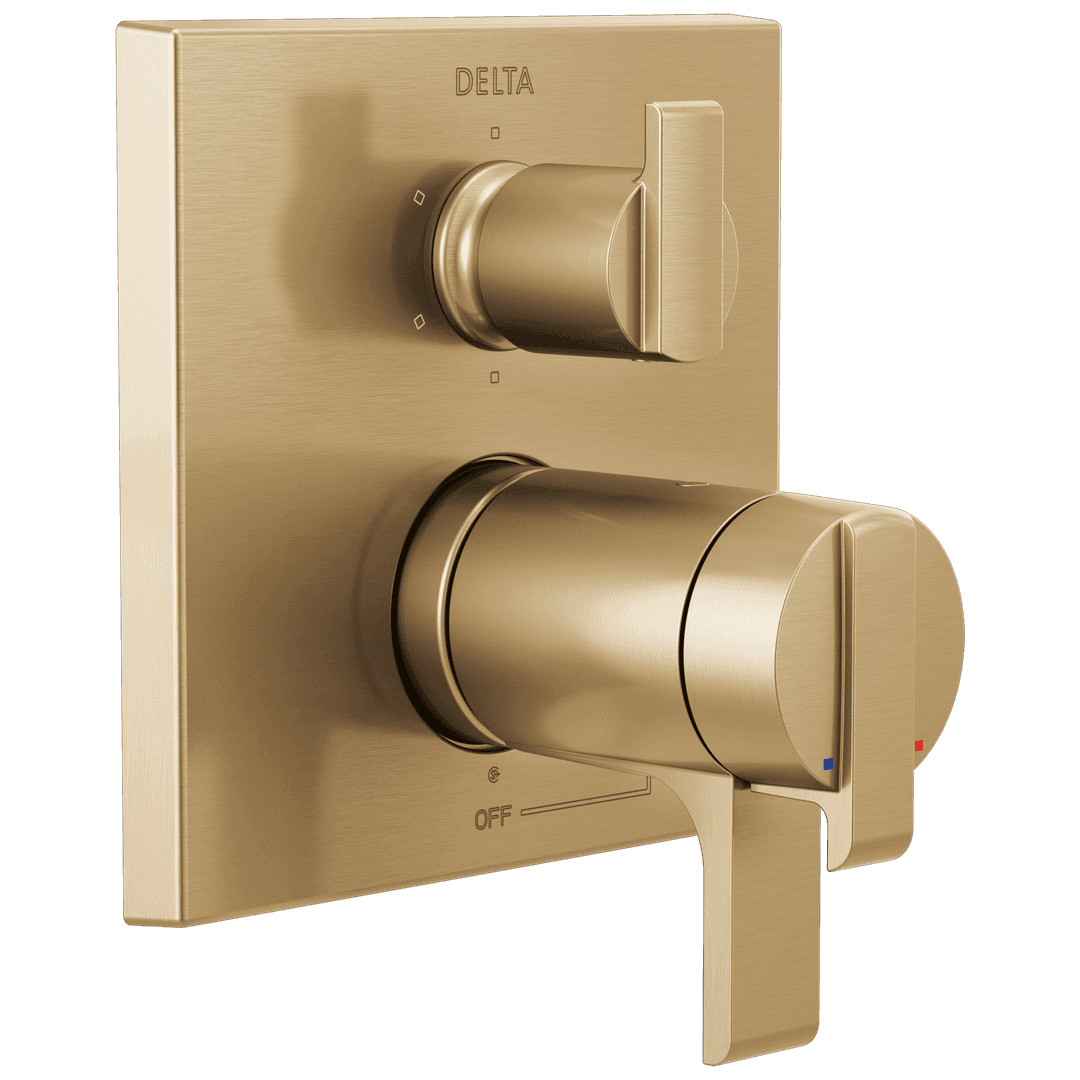 Ara Angular Modern TempAssure 17T Series Valve Trim with 6-Setting Integrated Diverter by Delta Faucet