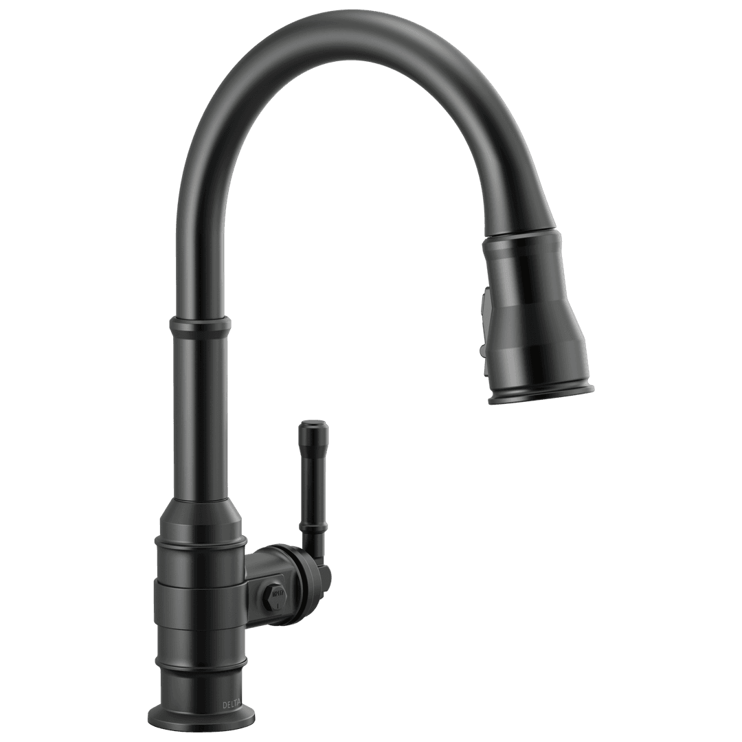 BroderickE Single Handle Pull-Down Kitchen Faucet - Matte Black by Delta Faucet