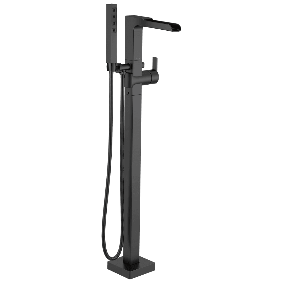 Ara Single Handle Floor Mount Channel Spout Tub Filler Trim with Hand Shower by Delta Faucet