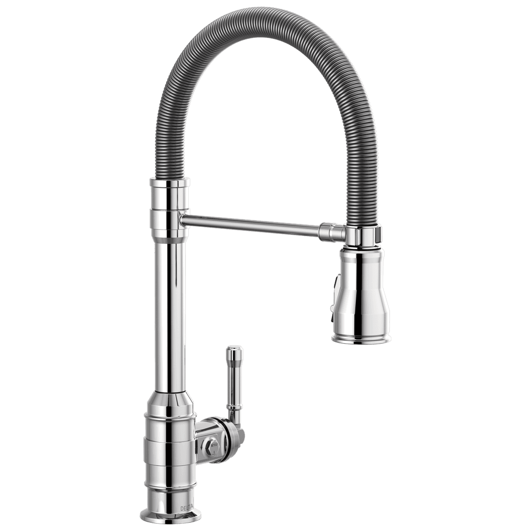 BroderickE Single Handle Pull-Down Kitchen Faucet With Spring Spout - Chrome by Delta Faucet