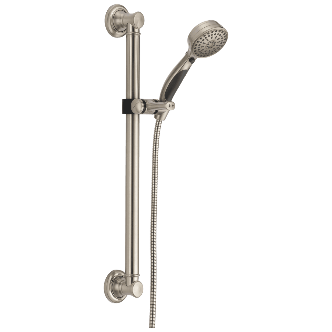 Delta Faucet Universal Showering Components ActivTouch 9-Setting Hand Shower with Traditional Slide Bar / Grab Bar - Stainless by Delta Faucet