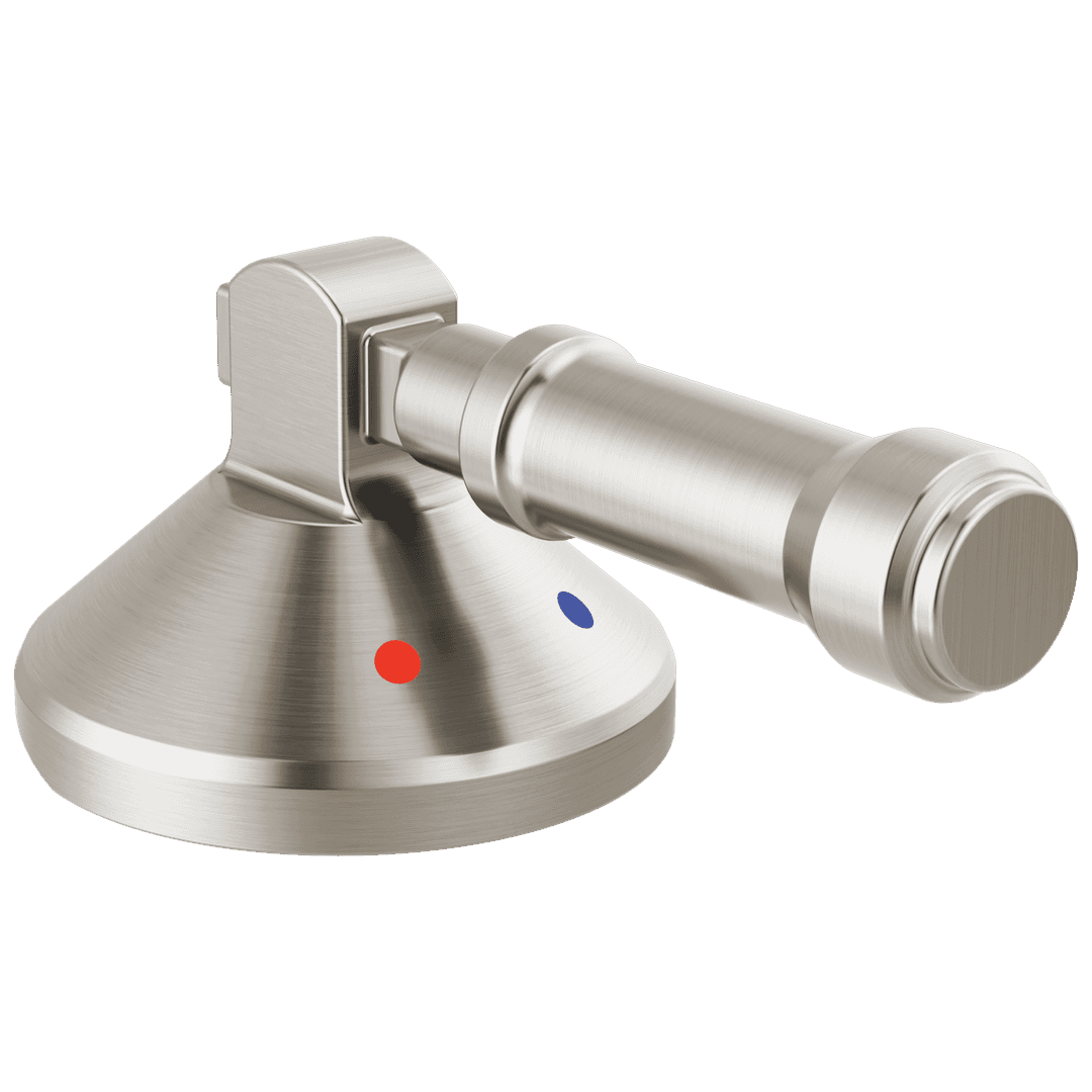 BroderickE 3-Hole Roman Tub w/Hand Shower - Handle Kit-Level - Lumicoat Stainless by Delta Faucet