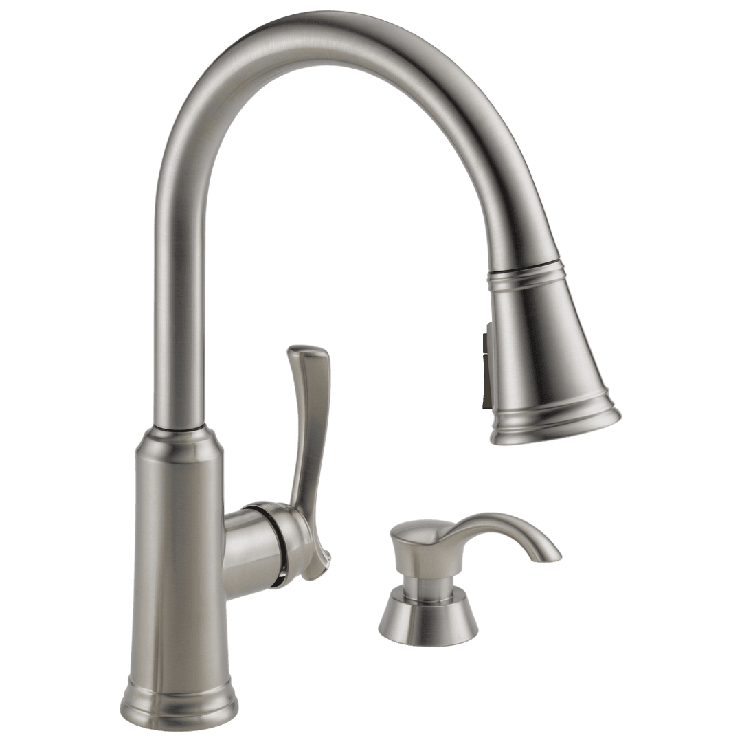 Delta Faucet Lakeview Single Handle Pull-Down Kitchen Faucet with Soap Dispenser and ShieldSpray Technology - Stainless by Delta Faucet