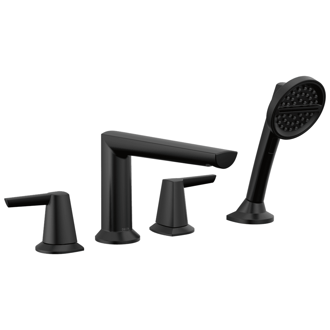 Delta Faucet GaleonE 4-Hole Roman Tub Trim with Hand Shower - Matte Black by Delta Faucet