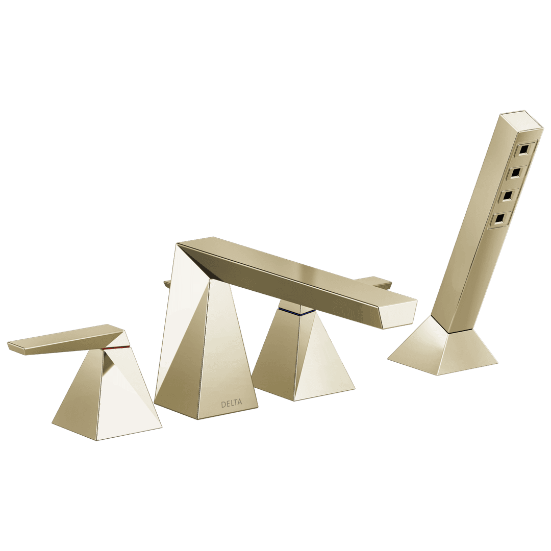 Delta Faucet TrillianE Two-Handle Roman Tub Trim with Hand Shower - Lumicoat Polished Nickel by Delta Faucet