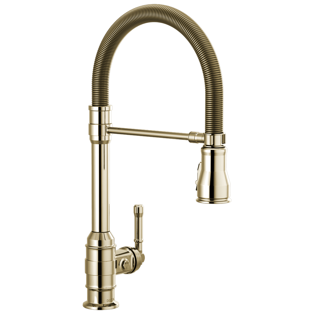 Broderick: Single Handle Pull-Down Kitchen Faucet With Spring Spout - Polished Nickel by Delta Faucet