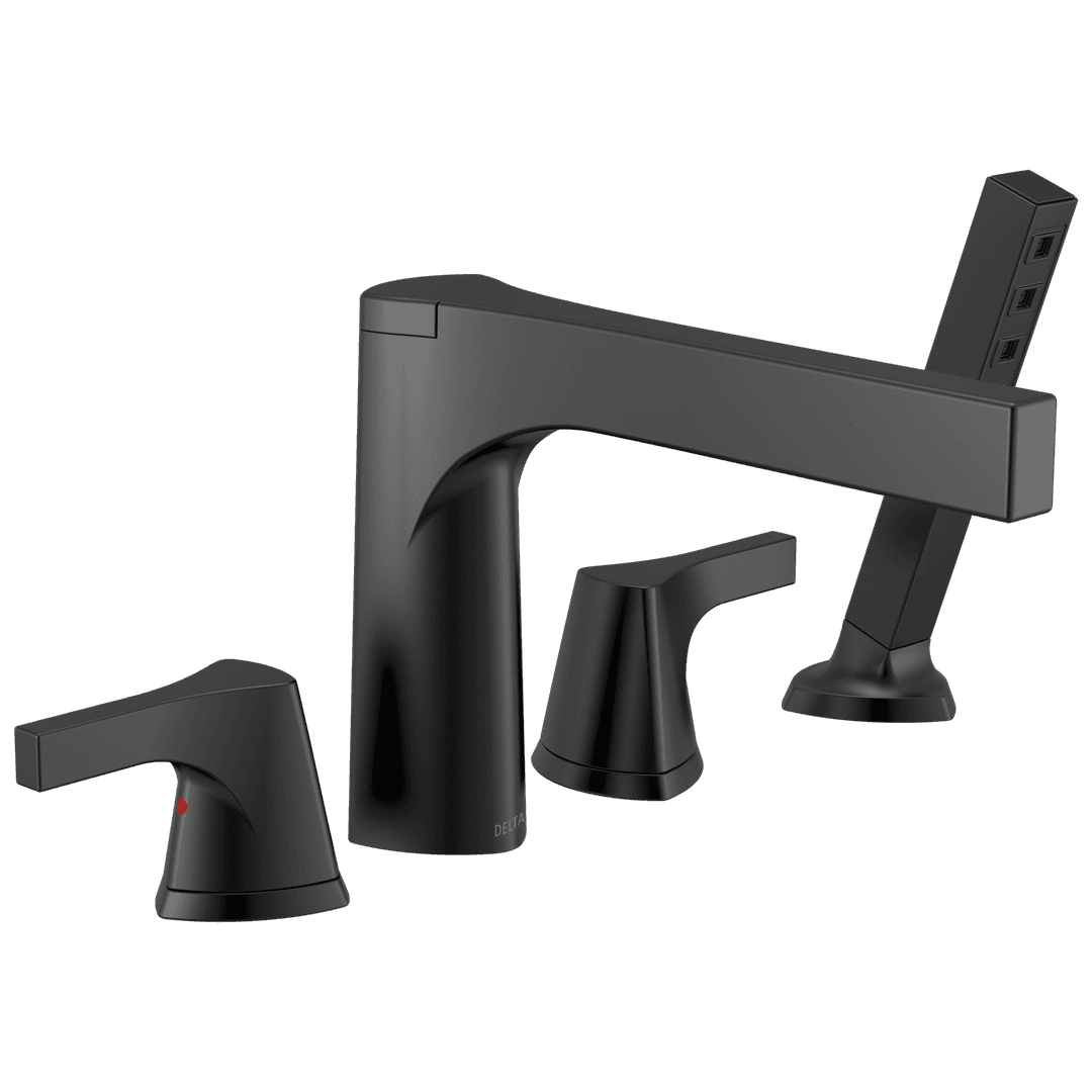 Delta Faucet Zura 4-hole Roman Tub with Handshower Trim - Matte Black by Delta Faucet