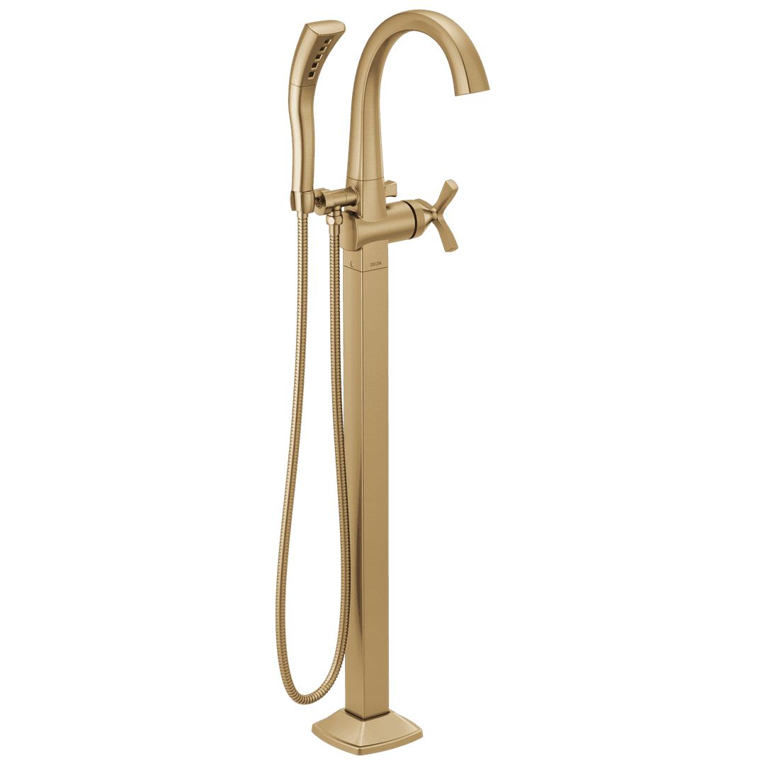 Delta Faucet Stryke Floor Mount Tub Filler Trim - Lumicoat Champagne - Bronze by Delta Faucet