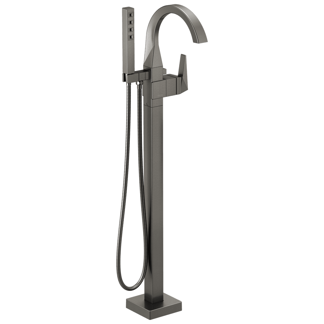 Delta Faucet TrillianE Single Handle Floor Mount Tub Filler Trim - Lumicoat Black Stainless by Delta Faucet