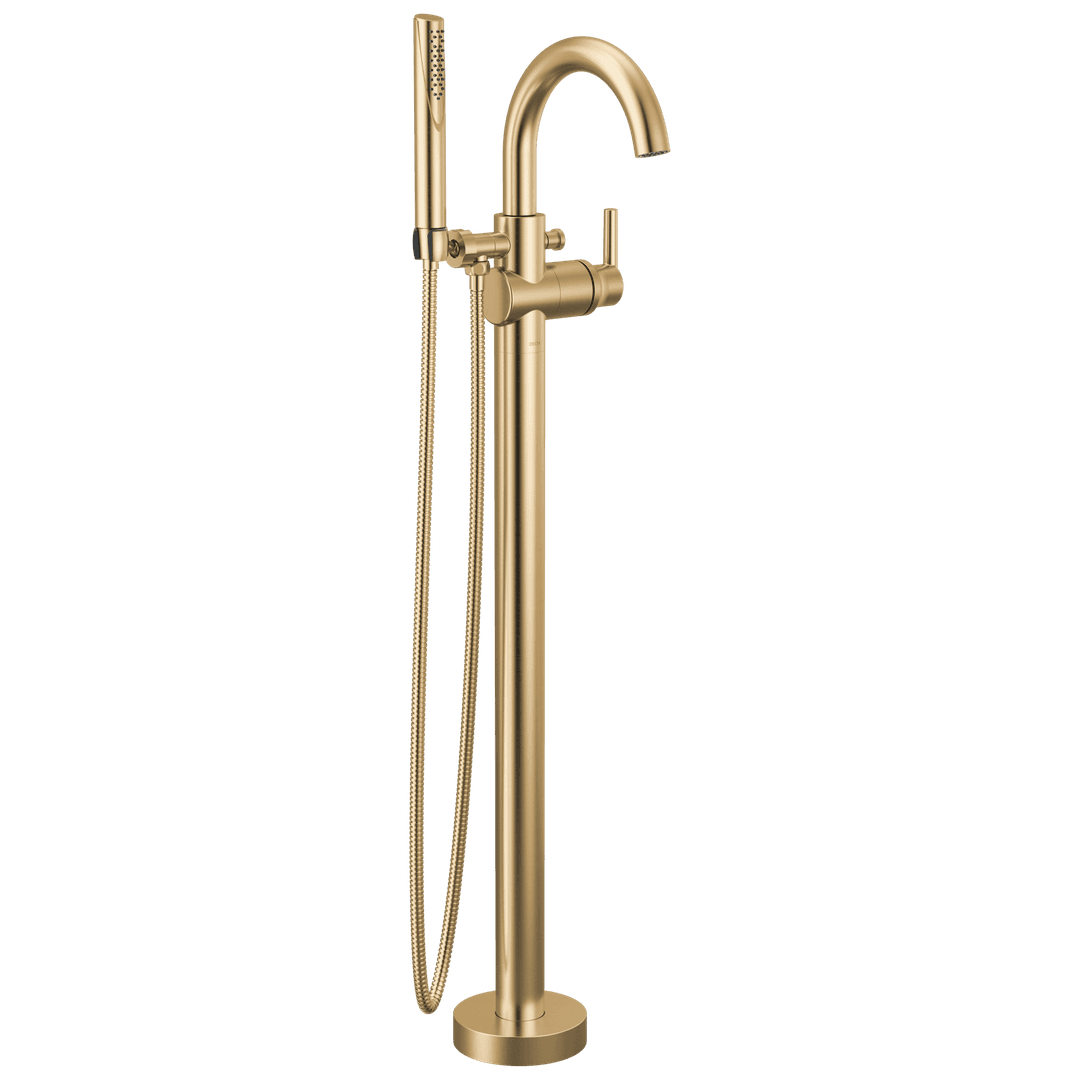 Delta Faucet Trinsic Single Handle Floor Mount Tub Filler Trim with Hand Shower - Champagne Bronze by Delta Faucet