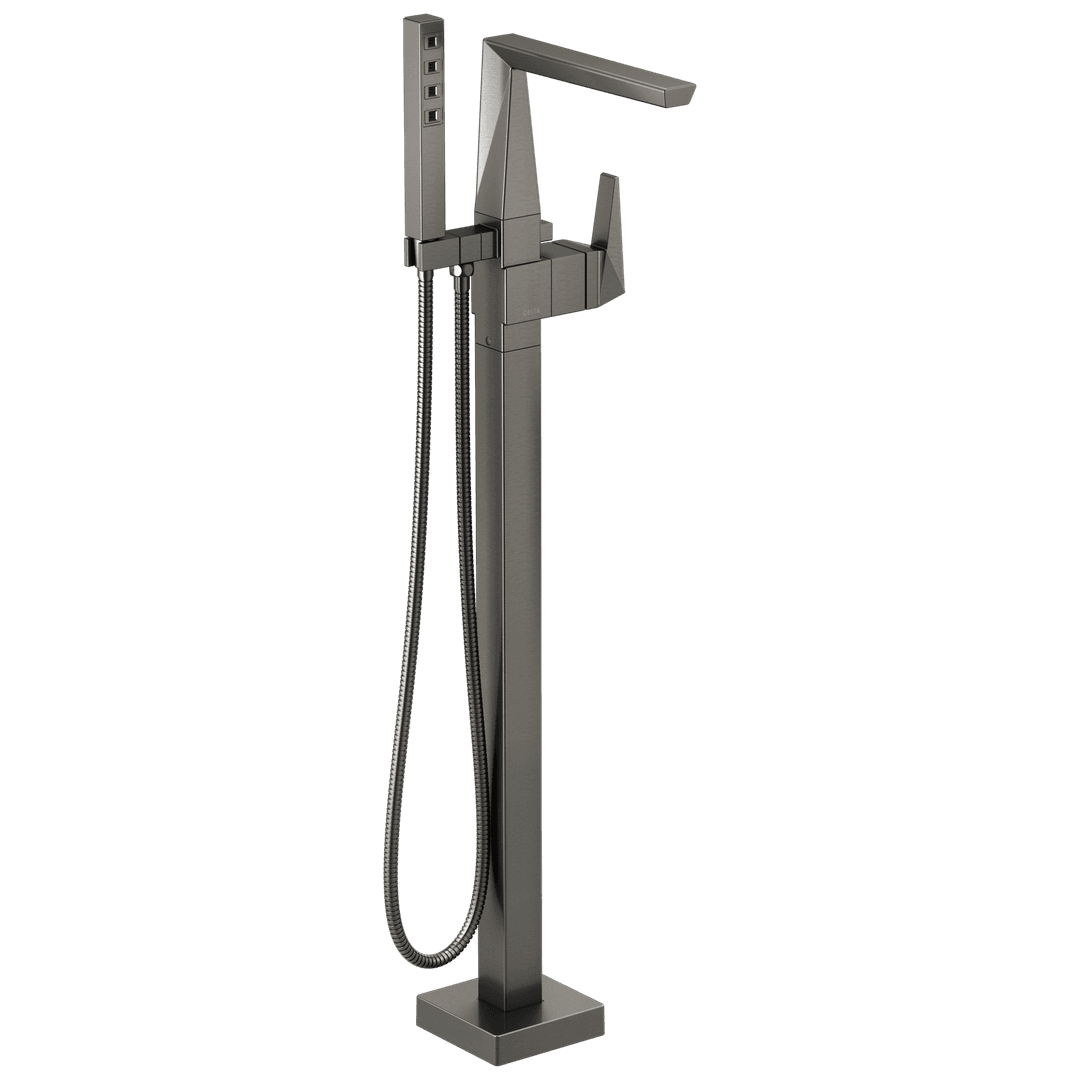 Delta Faucet TrillianE Single Handle Floor Mount Tub Filler Trim - Lumicoat Black Stainless by Delta Faucet