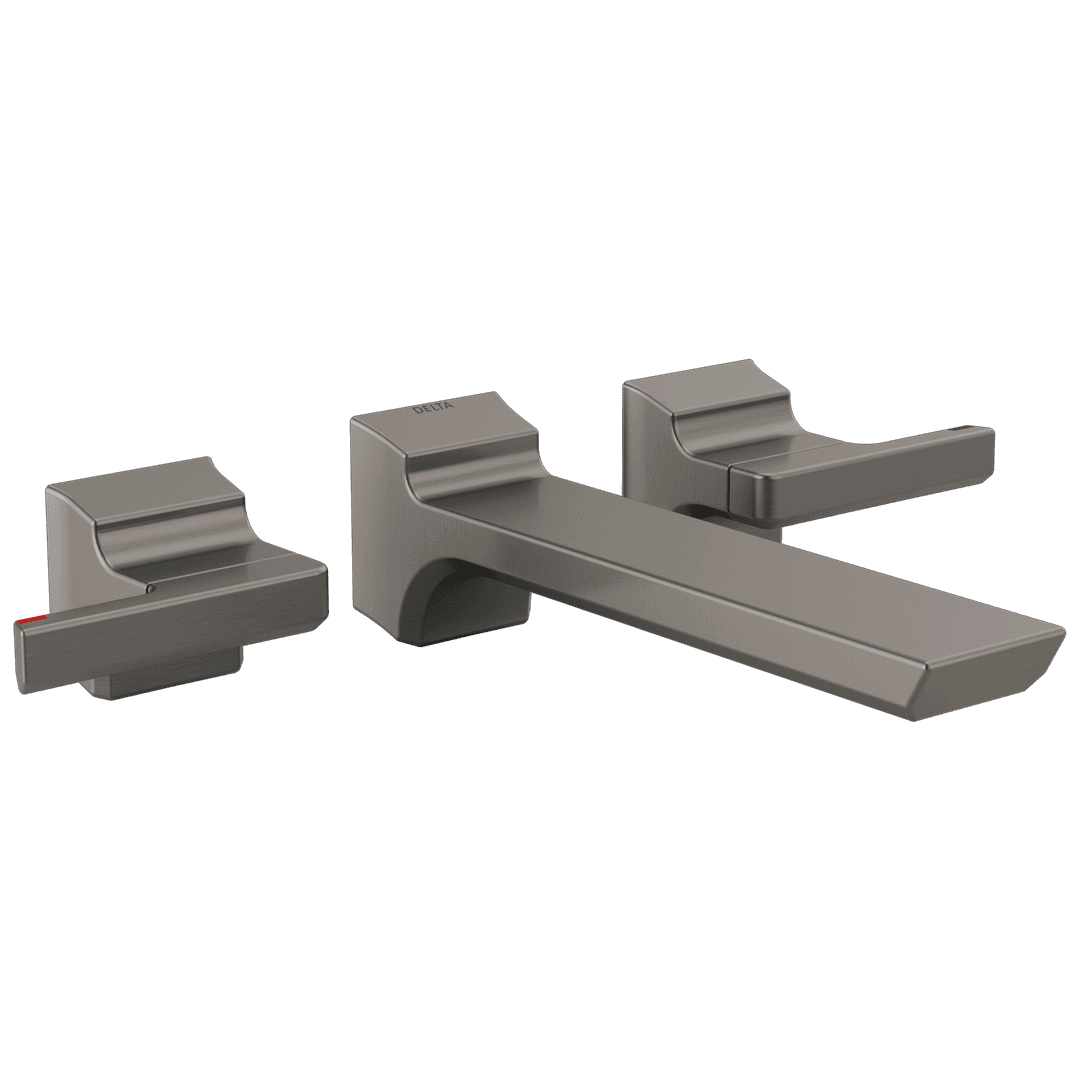 Delta Faucet Pivotale Two Handle Wall Mount Bathroom Faucet Trim - Lumicoat Black - Stainless by Delta Faucet