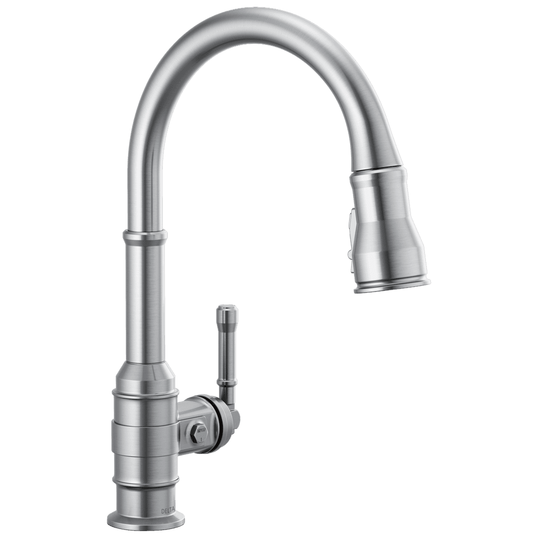BroderickE Single Handle Pull-Down Kitchen Faucet - Arctic Stainless by Delta Faucet